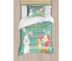 Smiling Bunny Eggs Duvet Cover Set