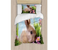 Grass and Spring Flowers Duvet Cover Set