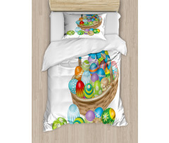 Basket of Colorful Eggs Duvet Cover Set