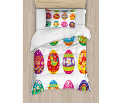 Colorful Eggs Flowers Duvet Cover Set