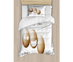 Funny Doodle Style Eggs Duvet Cover Set