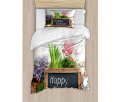 Flowers Eggs on Table Duvet Cover Set