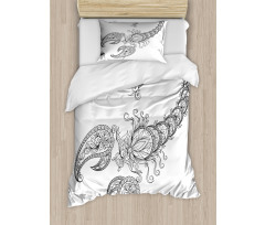 Floral Tattoo Duvet Cover Set