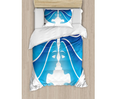 Blue Twins Faces Duvet Cover Set