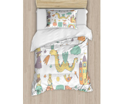 Doodle Dragon and King Duvet Cover Set