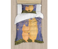 Cat and Dog on Hill Duvet Cover Set