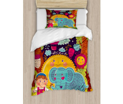 Cartoon Smiling Sun Duvet Cover Set