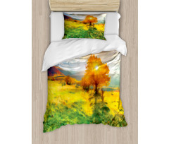 Fall Season Mountains Duvet Cover Set