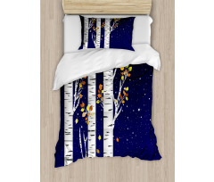 Birch Trees with Foliage Duvet Cover Set