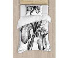 Dotwork Style Lily Bloom Duvet Cover Set