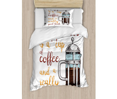 French Press and Words Duvet Cover Set