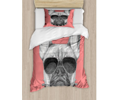 Dog Sketch Sunglasses Duvet Cover Set