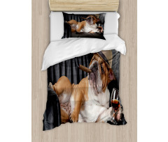 Humorous Dog Drinking Duvet Cover Set