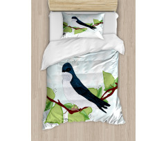 Swallow Bird on Branch Duvet Cover Set