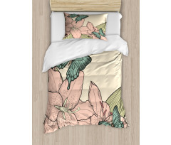 Butterflies and Lilies Duvet Cover Set