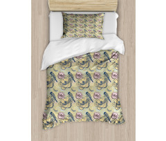 Bird Butterfly Flowers Duvet Cover Set