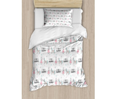 Be Happy Words Duvet Cover Set