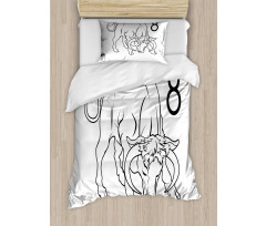 Hand Drawn Bull Duvet Cover Set