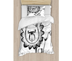 Sketchy Baby Lion Safari Duvet Cover Set