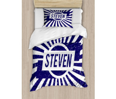 Name in Blue and White Duvet Cover Set
