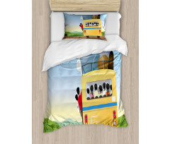 Crowded Yellow Bus Duvet Cover Set