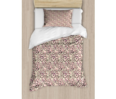 Pink Flowers Doodle Duvet Cover Set