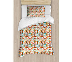 Forest Foliage Animals Duvet Cover Set