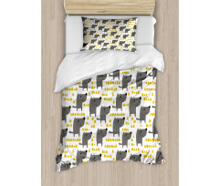 Sketch Style Canine Pattern Duvet Cover Set