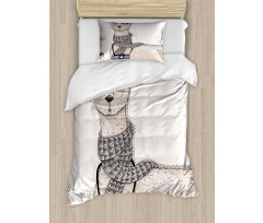 Llama with Glasses Scarf Duvet Cover Set