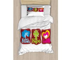 Retro Hearts and Doves Duvet Cover Set