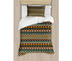 Retro Grunge Geometric Duvet Cover Set