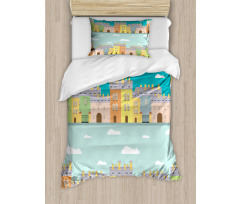 Colorful Cartoon Town Duvet Cover Set