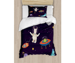 Astronaut Deer in Space Duvet Cover Set