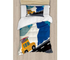 Winter Mountain Road Ski Duvet Cover Set