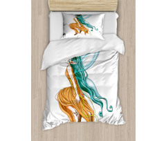 Pixie Girl Elf Green Hair Duvet Cover Set