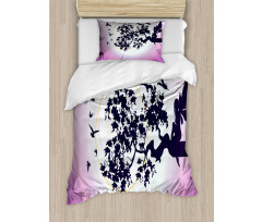 Fantasy Fairy Tree Birds Duvet Cover Set