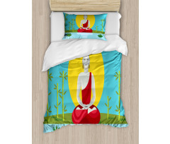 Meditating Monk Yoga Duvet Cover Set