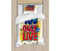 Cartoon Style Life Message Duvet Cover Set