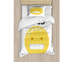 Funny Emoji Face Slogan Duvet Cover Set