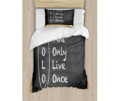 Life Words on Chalkboard Duvet Cover Set