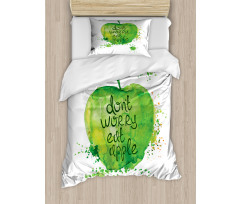 Dont Worry Eat Apple Duvet Cover Set