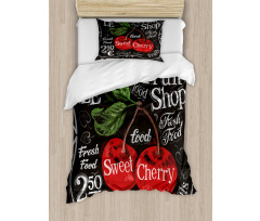 Sketch Style Ripe Cherry Duvet Cover Set