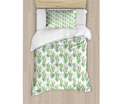 Watercolor Cactus Plant Duvet Cover Set