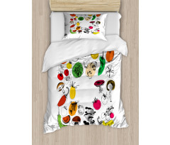 Doodle Food Artwork Duvet Cover Set