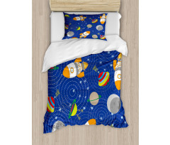 Outer Space Moon UFO Duvet Cover Set