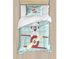 Pilot Bear in Plane Duvet Cover Set