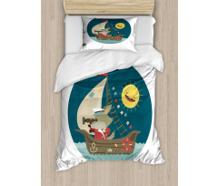 Wolf Captain Boat Duvet Cover Set