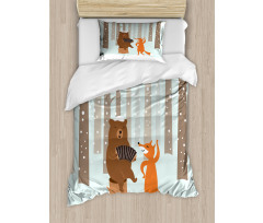 Bear with Accordion Fox Duvet Cover Set
