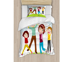 Happy Mom Dad and Kids Duvet Cover Set