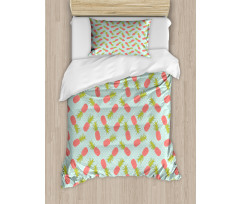 Doodle Style Pineapple Duvet Cover Set